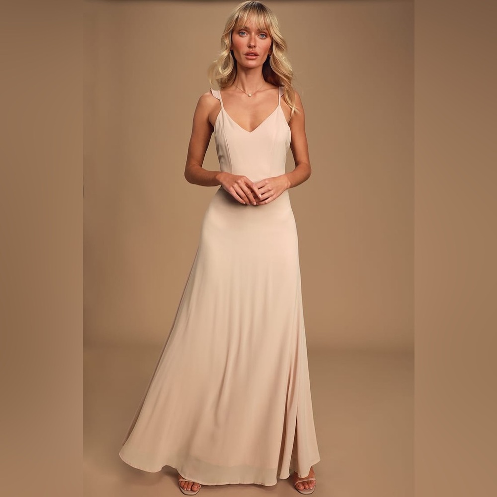 Lulu’s V Neck Sleeveless Pink Maxi Dress